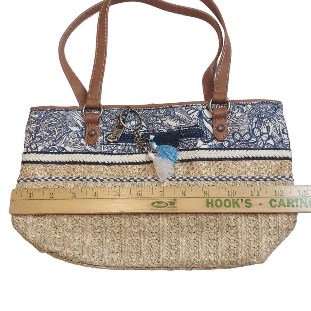 SAKROOTS SMALL STRAW SATCHEL “ELLIS” SHOULDER HANDBAG - Picture 12 of 12